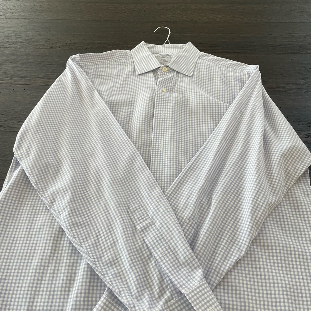 Brooks Brothers Men's Gingham Dress Shirt - Light Gray